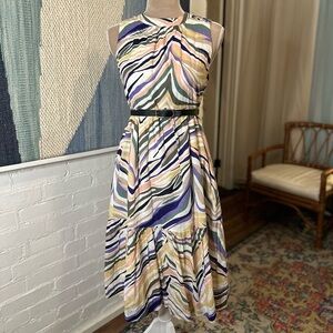 Anthropologie Textured Swissdot Mixed Color Animal Print Dress